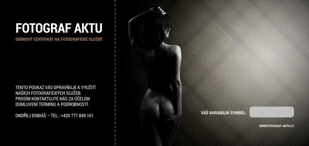 Fotografické akty, dárkový voucher na focení aktu